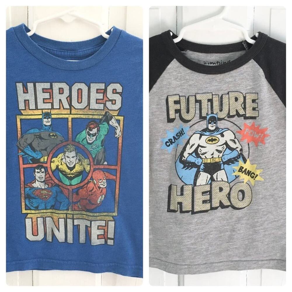 JUMPING BEANS (2) Short Sleeve Retro Graphic Tees  Superhero DC Batman  SZ 4